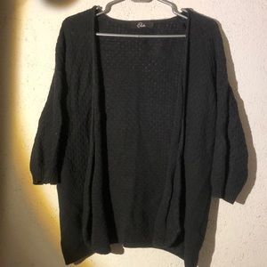 Black 3/4 sleeve knit cardigan